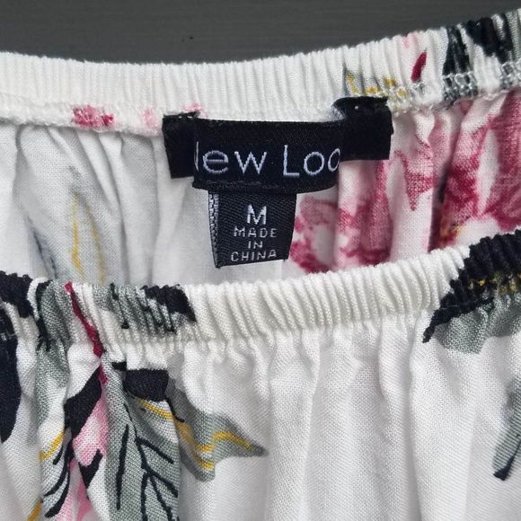 A New Look White Pink Floral Peasant Boho Dress Size Med - Picture 2 of 6